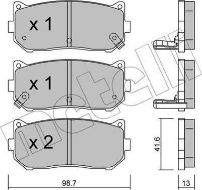 METELLI 22-0372-0 комплект тормозных колодок, дисковый тормоз на KIA SHUMA II (FB)