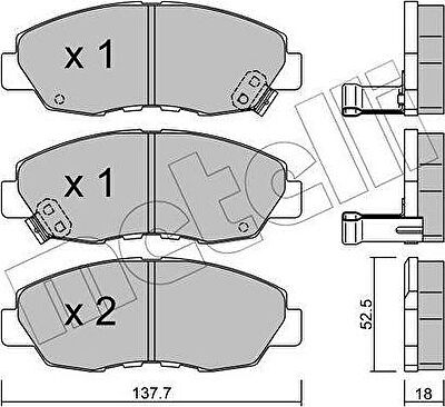 METELLI 22-0384-0 комплект тормозных колодок, дисковый тормоз на HONDA ACCORD IV (CB)