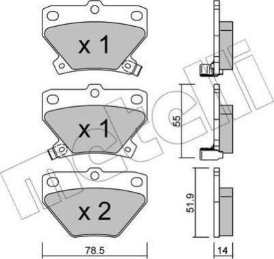 METELLI 22-0424-0 комплект тормозных колодок, дисковый тормоз на TOYOTA YARIS VERSO (_NLP2_, _NCP2_)
