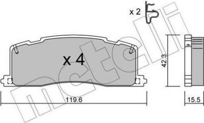 METELLI 22-0426-0 комплект тормозных колодок, дисковый тормоз на TOYOTA PREVIA (TCR2_, TCR1_)