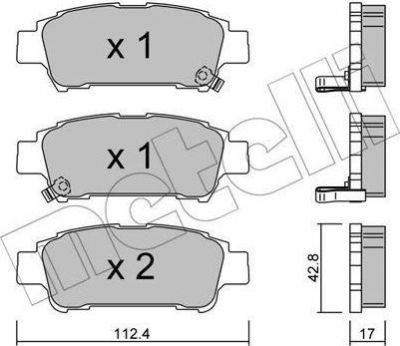 METELLI 22-0428-0 комплект тормозных колодок, дисковый тормоз на TOYOTA PREVIA (MCR3_, ACR3_, CLR3_)