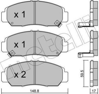 METELLI 22-0462-0 комплект тормозных колодок, дисковый тормоз на HONDA ACCORD VII (CL)