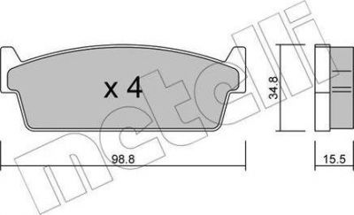 METELLI 22-0493-0 комплект тормозных колодок, дисковый тормоз на NISSAN 200 SX (S13)