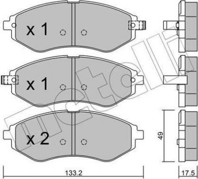 METELLI 22-0508-1 комплект тормозных колодок, дисковый тормоз на CHEVROLET AVEO Наклонная задняя часть (T250, T255)