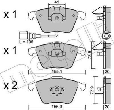 METELLI 22-0549-2 комплект тормозных колодок, дисковый тормоз на AUDI A3 (8P1)