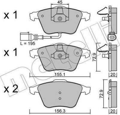 METELLI 22-0549-4 комплект тормозных колодок, дисковый тормоз на AUDI TT (8J3)