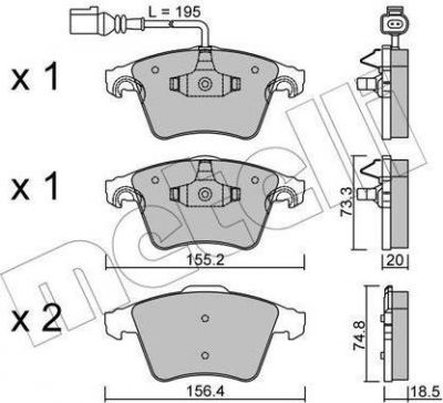 METELLI 22-0552-0 комплект тормозных колодок, дисковый тормоз на VW TRANSPORTER V c бортовой платформой/ходовая часть (7JD, 7JE,