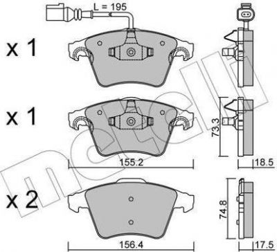 METELLI 22-0552-1 комплект тормозных колодок, дисковый тормоз на VW MULTIVAN V (7HM, 7HN, 7HF, 7EF, 7EM, 7EN)