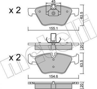 METELLI 22-0557-3 комплект тормозных колодок, дисковый тормоз на 3 (E90)