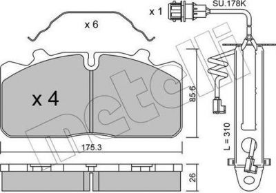 METELLI 22-0582-3K комплект тормозных колодок, дисковый тормоз на RENAULT TRUCKS Midlum