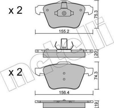 METELLI 22-0599-1 комплект тормозных колодок, дисковый тормоз на VOLVO S80 II (AS)