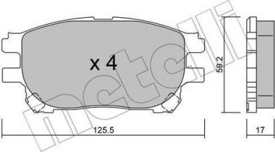 METELLI 22-0615-0 комплект тормозных колодок, дисковый тормоз на TOYOTA PREVIA (MCR3_, ACR3_, CLR3_)