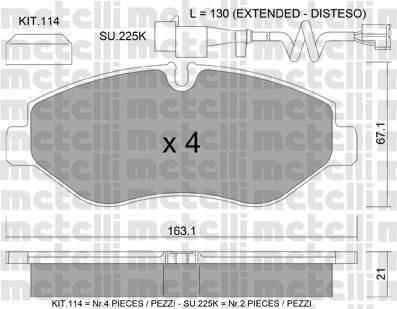 METELLI 22-0671-2K комплект тормозных колодок, дисковый тормоз на IVECO DAILY V c бортовой платформой/ходовая часть