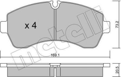 METELLI 22-0673-0 комплект тормозных колодок, дисковый тормоз на MERCEDES-BENZ SPRINTER 5-t c бортовой платформой/ходовая часть (906)