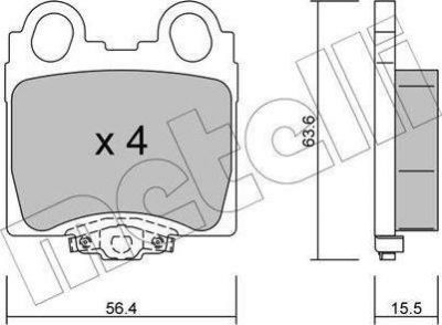 METELLI 22-0758-0 комплект тормозных колодок, дисковый тормоз на LEXUS IS I (JCE1_, GXE1_)