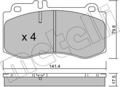 METELLI 22-0827-0 комплект тормозных колодок, дисковый тормоз на MERCEDES-BENZ E-CLASS T-Model (S212)