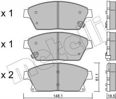 METELLI 22-0839-0 комплект тормозных колодок, дисковый тормоз на CHEVROLET CRUZE Наклонная задняя часть (J305)