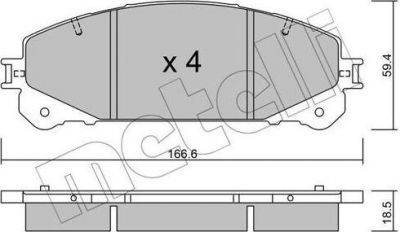 METELLI 22-0938-1 комплект тормозных колодок, дисковый тормоз на TOYOTA RAV 4 IV (WWA4_, AVA4_, ZSA4_, ALA4_)