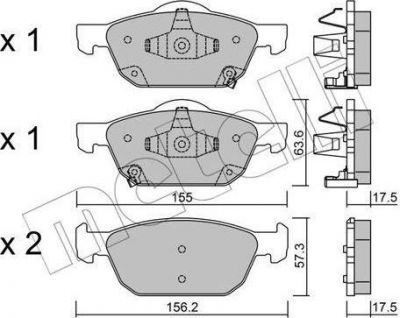 METELLI 22-1009-0 комплект тормозных колодок, дисковый тормоз на HONDA CIVIC IX (FK)