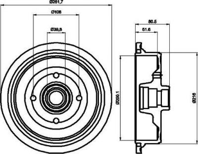 MINTEX MBD298 тормозной барабан на AUDI 90 (89, 89Q, 8A, B3)