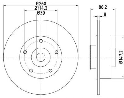 MINTEX MDC2550 тормозной диск на RENAULT MEGANE III Наклонная задняя часть (BZ0_)