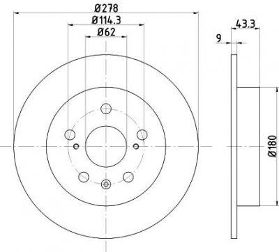 MINTEX MDC2715 тормозной диск на SUZUKI SX4 (EY, GY)