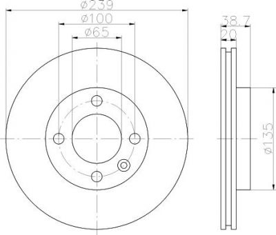 MINTEX MDC365 тормозной диск на AUDI 80 (81, 85, B2)