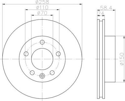 MINTEX MDC424 тормозной диск на OPEL OMEGA A (16_, 17_, 19_)