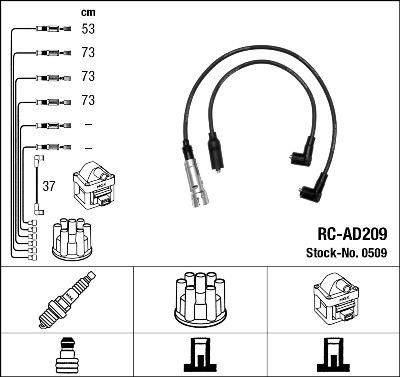 NGK 0509 комплект проводов зажигания на AUDI 100 (44, 44Q, C3)
