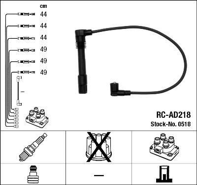 NGK 0518 Провода в/в AUDI A4/A6/A8/PASS 96-05 RC-AD218 (ZEF1219)