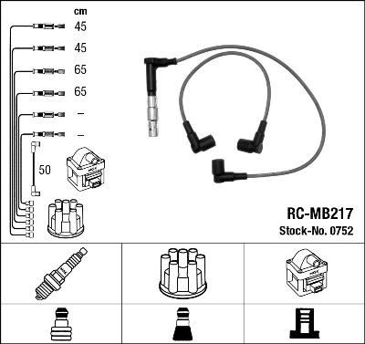 NGK 0752 комплект проводов зажигания на MERCEDES-BENZ 190 (W201)