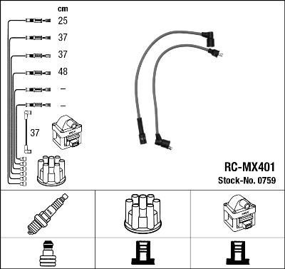 NGK 0759 комплект проводов зажигания на SKODA FAVORIT (781)