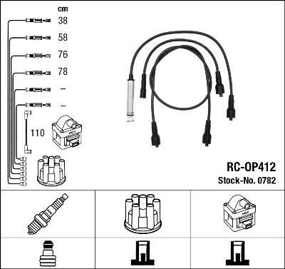 NGK 0782 Провода зажигания к-т 0782 RC-OP412