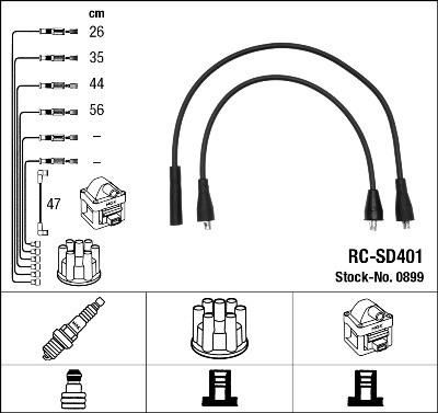 NGK 0899 комплект проводов зажигания на SKODA 105,120 (744)