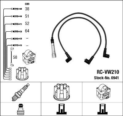 NGK 0941 Провода в/в VW PASSAT/T3/A80/G2/3 RC-VW210 (ZEF520)