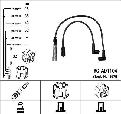 NGK 2579 комплект проводов зажигания на AUDI 80 (81, 85, B2)