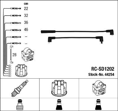 NGK 44254 комплект проводов зажигания на SKODA FAVORIT (781)