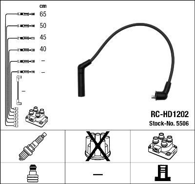 NGK 5506 Провода высоковольтные RC-HD1202 HYUNDAI ACCENT/GETZ/MATRIX/VERNA 1.5/1.6 DOHC RC-H