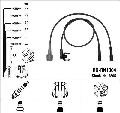 NGK 5595 комплект проводов зажигания на RENAULT LAGUNA I (B56_, 556_)