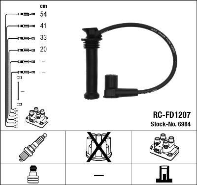 NGK 6984 Комплект проводов зажигания FORD Mondeo III/MAZDA 6 1.8/2.0/2.3L 00-07 (RCFD1207)