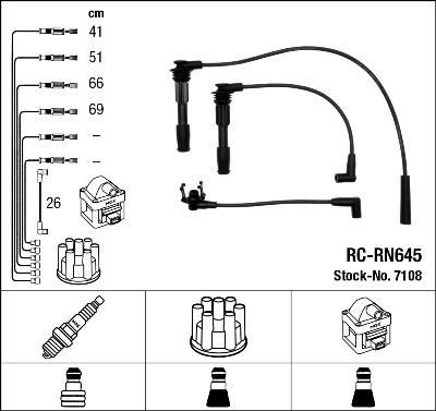 NGK 7108 комплект проводов зажигания на RENAULT CLIO I (B/C57_, 5/357_)