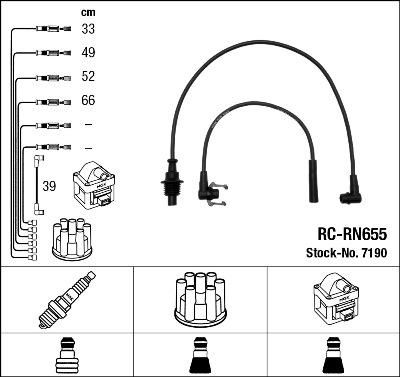 NGK 7190 Провода зажигания RENAULT 19/Clio I 1,8L 92-98 (RC-RN655) (RC-RN655)