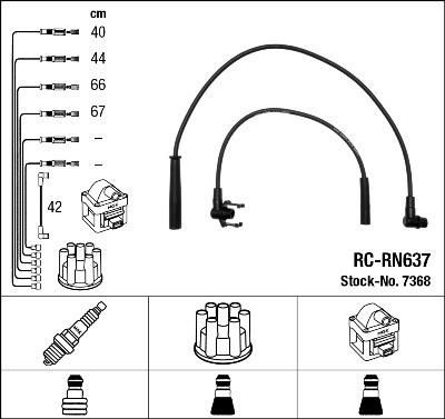 NGK 7368 Комп.проводов RENAULT CLIO 1.2-1.4L =>98 (ZEF735)