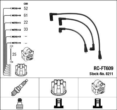 NGK 8211 комплект проводов зажигания на FIAT TEMPRA (159)