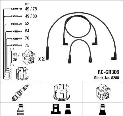 NGK 8288 Провода зажигания к-т 8288 RC-CR306