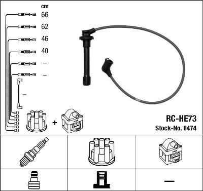 NGK 8474 Провода высоковольтные RC-HE73 HONDA Civic/CRV 1.4/1.5/1.6 91-01/HRV 99->