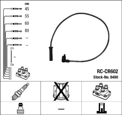 NGK 8480 Провода высоковольтные RC-CR602 CITROEN Evasion/Xantia/XM/ZX/FIAT Ulysse/PEUGEOT 3