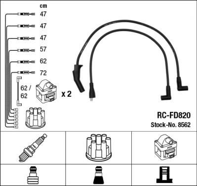 NGK 8562 комплект проводов зажигания на FORD SCORPIO I (GAE, GGE)