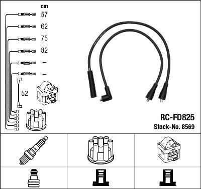 NGK 8569 Провода высоковольтные RC-FD825 FORD Sierra 1,6 8/82-7/90 [BOSCH] ,Scorpio/Transit