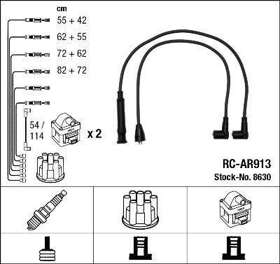 NGK 8630 комплект проводов зажигания на ALFA ROMEO 164 (164)